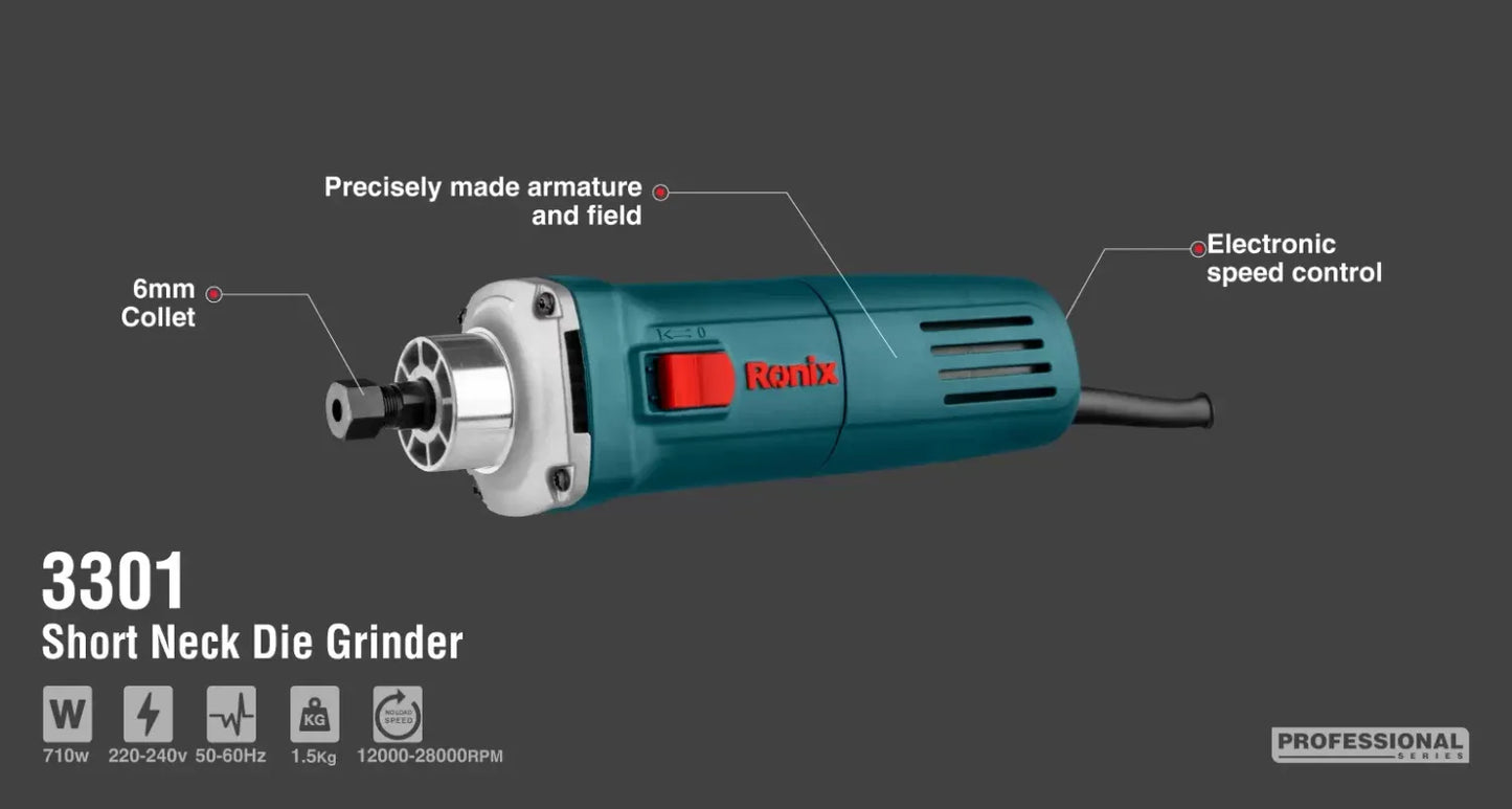 710W, short-neck, die grinder, RONIX 3301