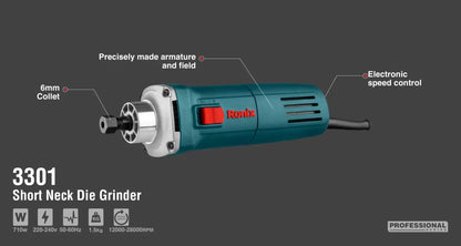 710W, short-neck, die grinder, RONIX 3301