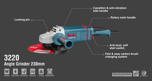 2400w, angle grinder, RONIX 3220