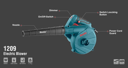 16000RPM, 600W, electric blower, blowing & vacuuming, RONIX 1209
