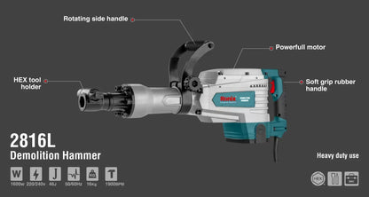 1600W, demolition hammer, RONIX 2816L