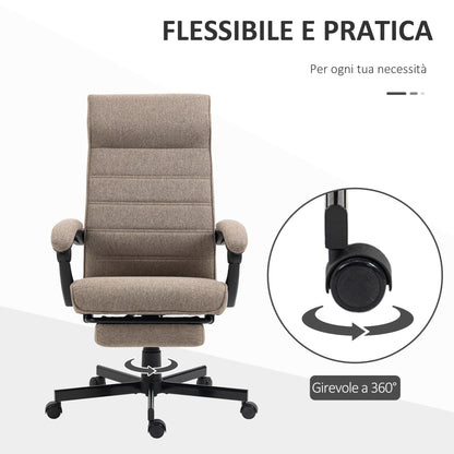 Height Adjustable Office Chair, Footrest Included and Padded Seat, 68x67x106-114 cm, Brown