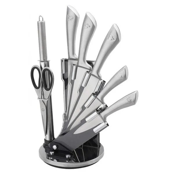 RoyaltyLine RL-KSS750 Knife Stand Set – 7 Pieces, Silver