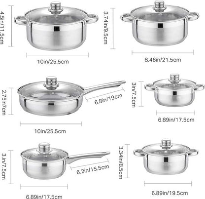 Cookware Set 12-Pieces Induction Ready Stainless Steel Royalty Line 1231
