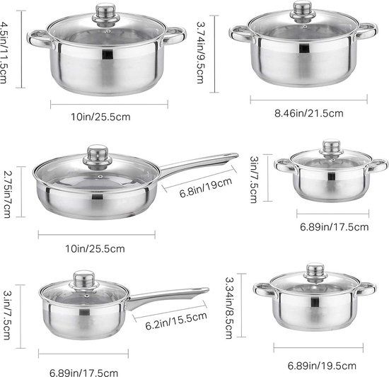 Cookware Set 12-Pieces Induction Ready Stainless Steel Royalty Line 1231