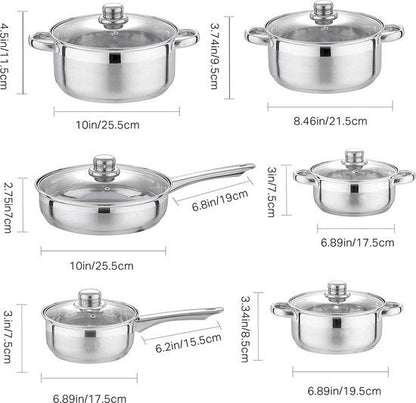 Cookware Set 12-Pieces Induction Ready Stainless Steel Royalty Line 1231