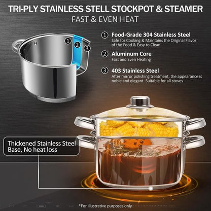 Royalty Line CP6L Couscous Steamer Pot – 24cm Stainless Steel