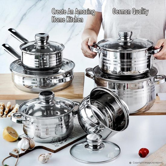 Cookware Set 12-Pieces Induction Ready Stainless Steel Royalty Line 1231