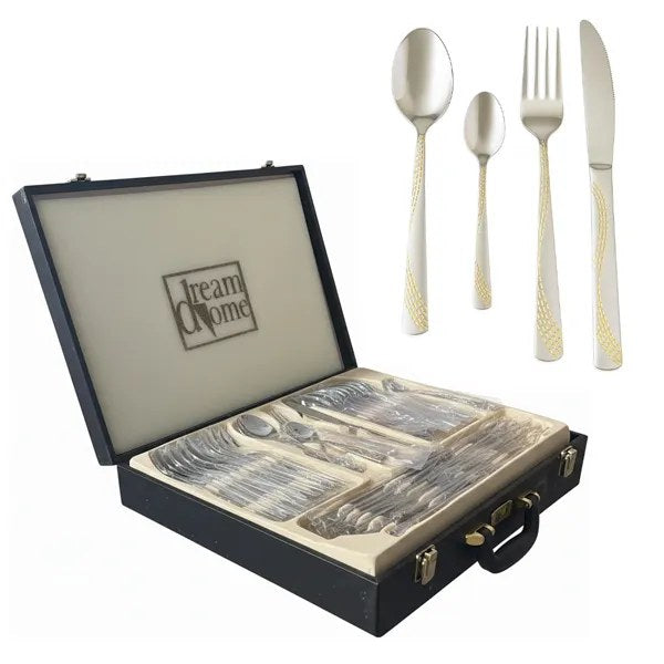 Royalty Line Stainless Steel Cutlery Set, 84 Pieces – Mirror Finish