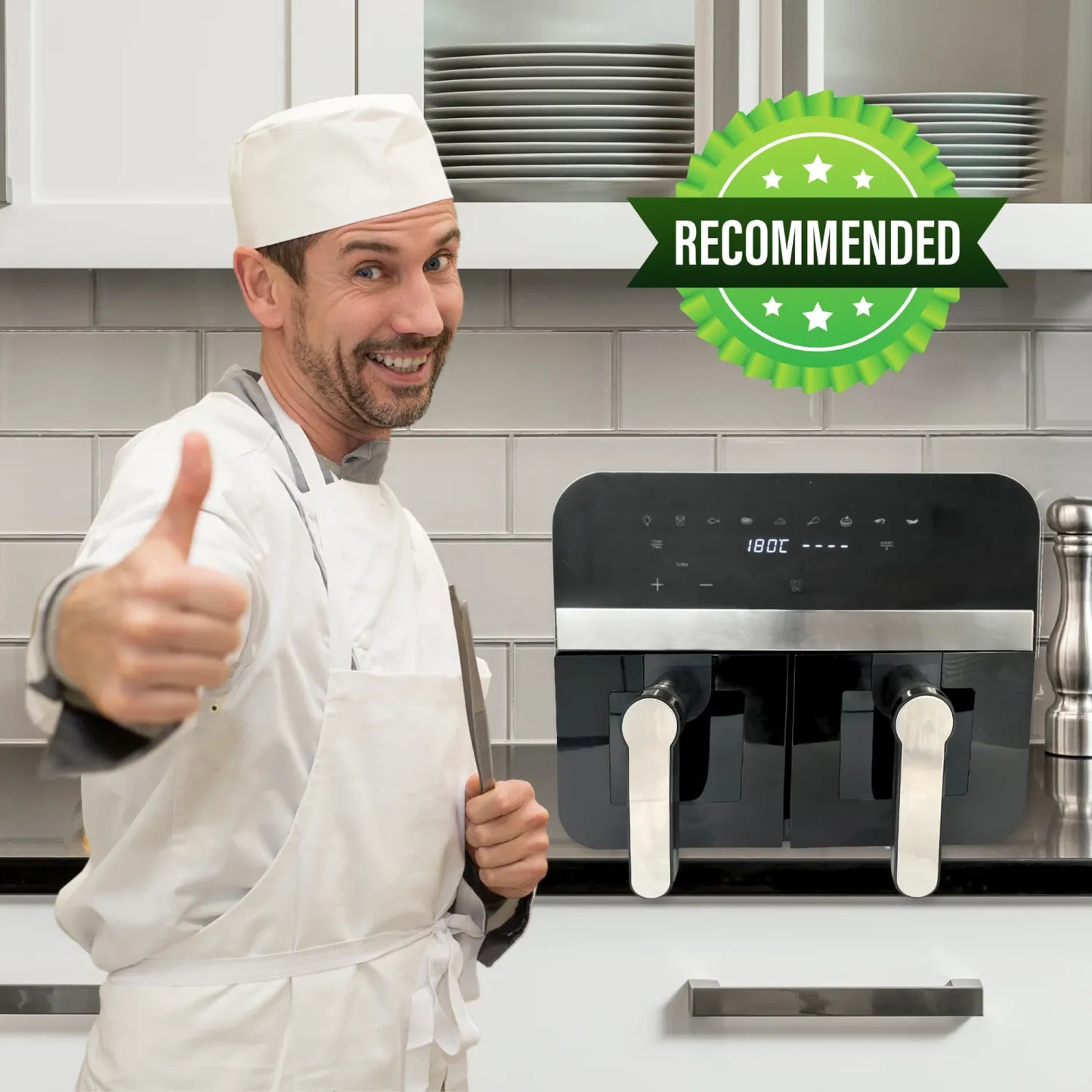 2400W Black Double Basket Digital Air Fryer w/ Window - 9L