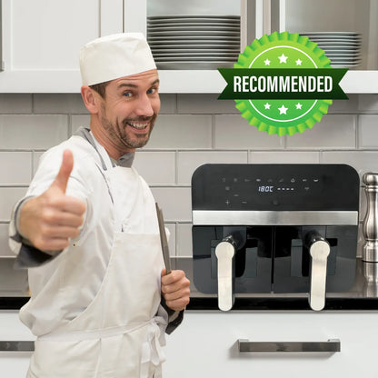 2400W Black Double Basket Digital Air Fryer w/ Window - 9L