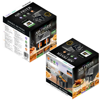 2400W Black Double Basket Digital Air Fryer w/ Window - 9L