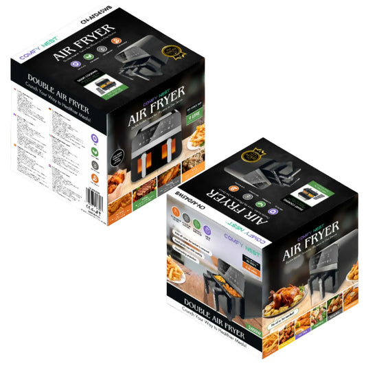 2400W Black Double Basket Digital Air Fryer w/ Window - 9L