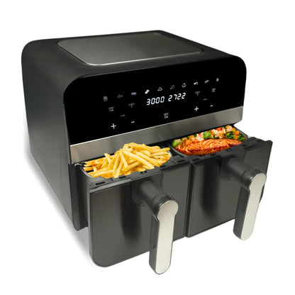 2400W Black Double Basket Digital Air Fryer - 9L