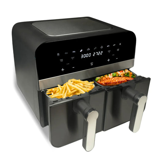 2400W Black Double Basket Digital Air Fryer - 9L