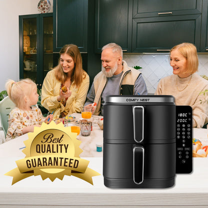 2800W Double Basket Air Fryer with Digital Folding Side Panel - 11L