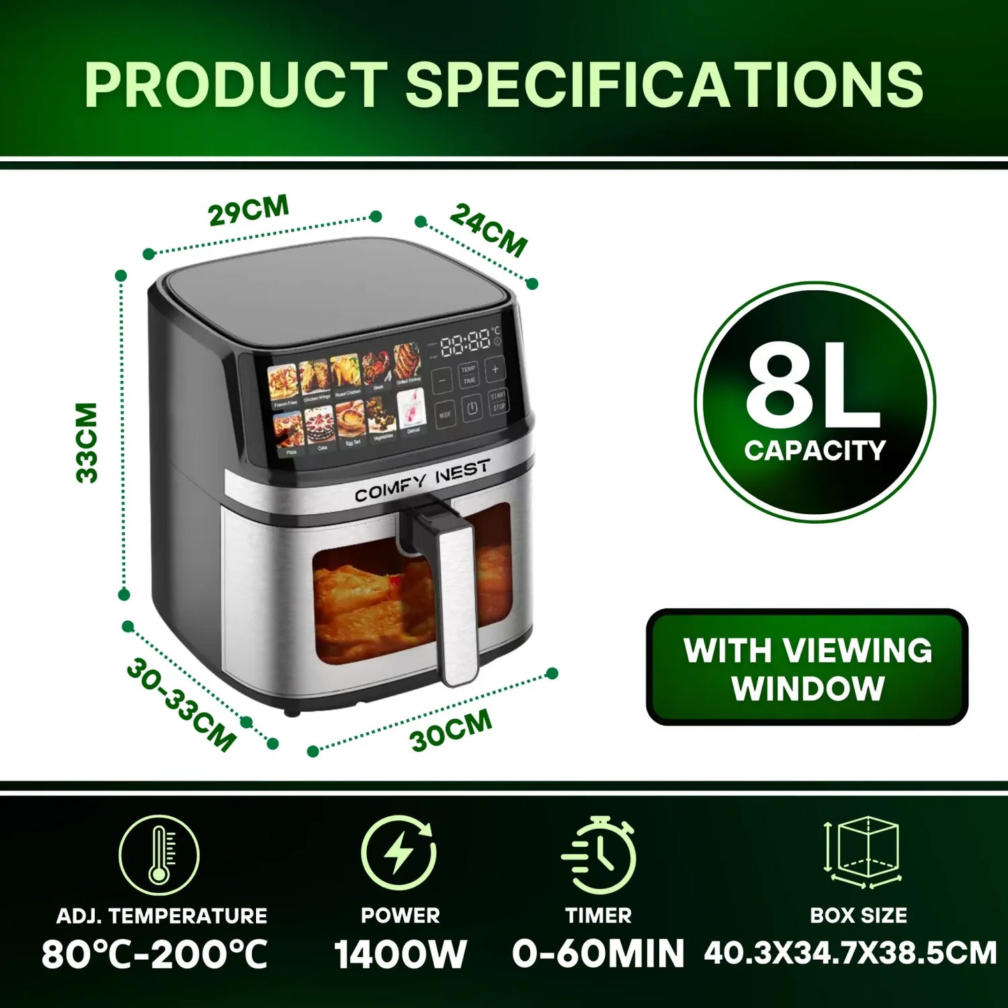 1700W Digital Air Fryer - 8L