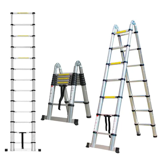 Retracting Aluminum Telescopic Ladder - 4.4M