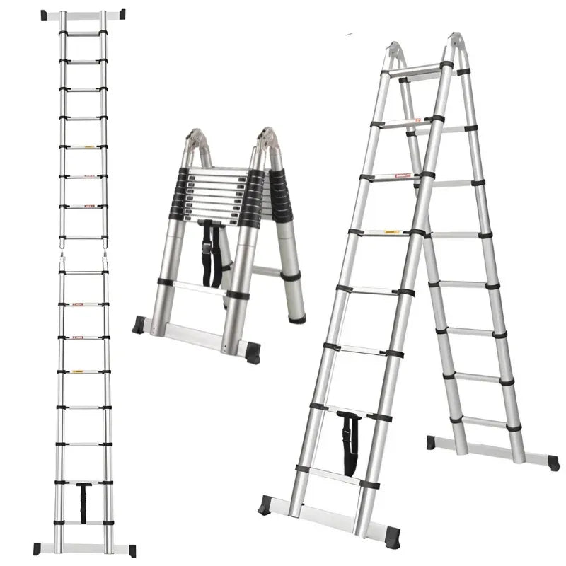 Retracting Aluminum Telescopic Ladder - 5.60M
