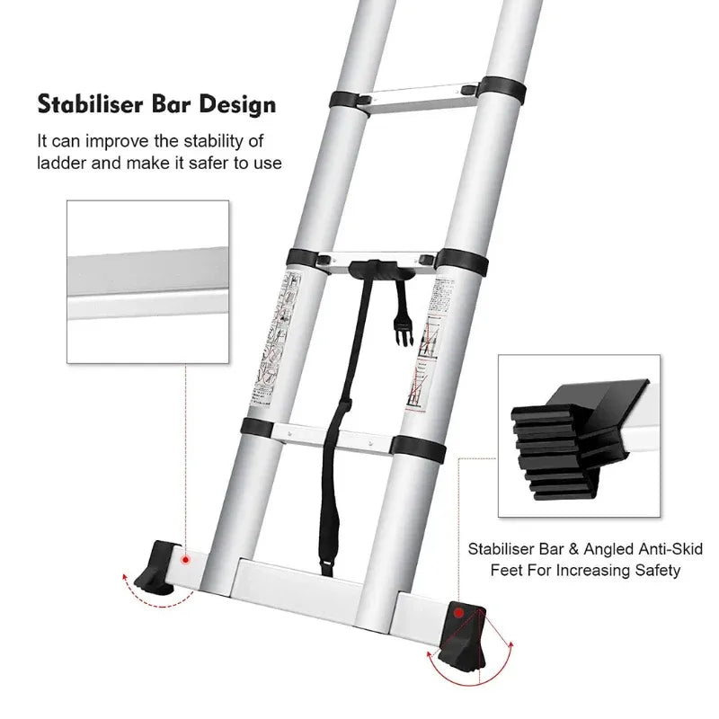 Retracting Aluminum Telescopic Ladder - 5.60M