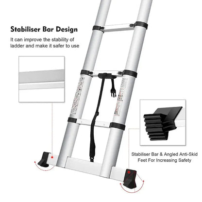 Retracting Aluminum Telescopic Ladder - 5.60M