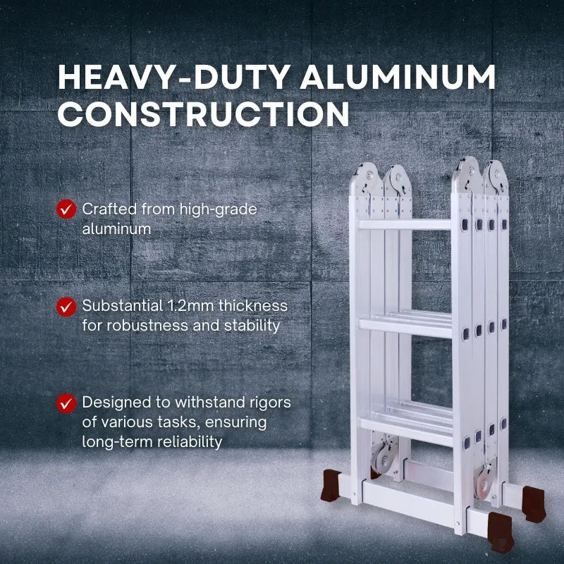 Multi-Orientation Aluminum Folding Ladder 3.70 mt