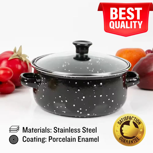 10 Pieces Enamel Kitchen Cooking Pot and Casserole with Glass Lid