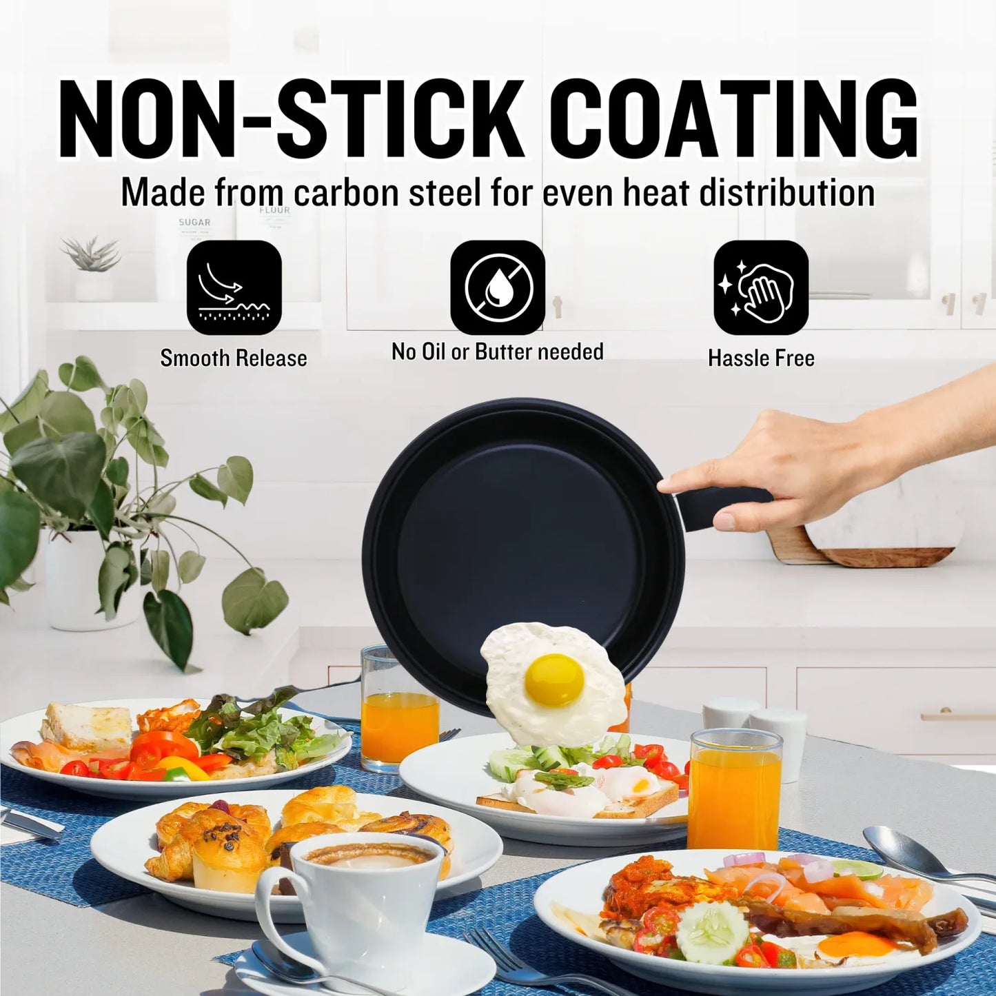 3 Pieces Non-Stick Cookware Set with Nylon Cooking Spoon Set