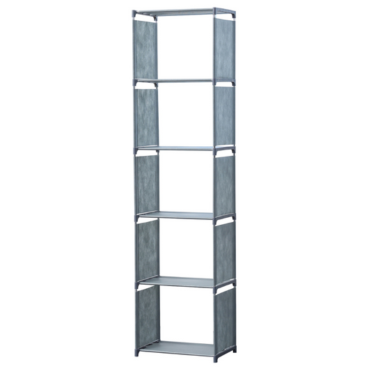 5-Layer Multi-purpose Bookshelf and Storage Rack (42x153cm) - Grey