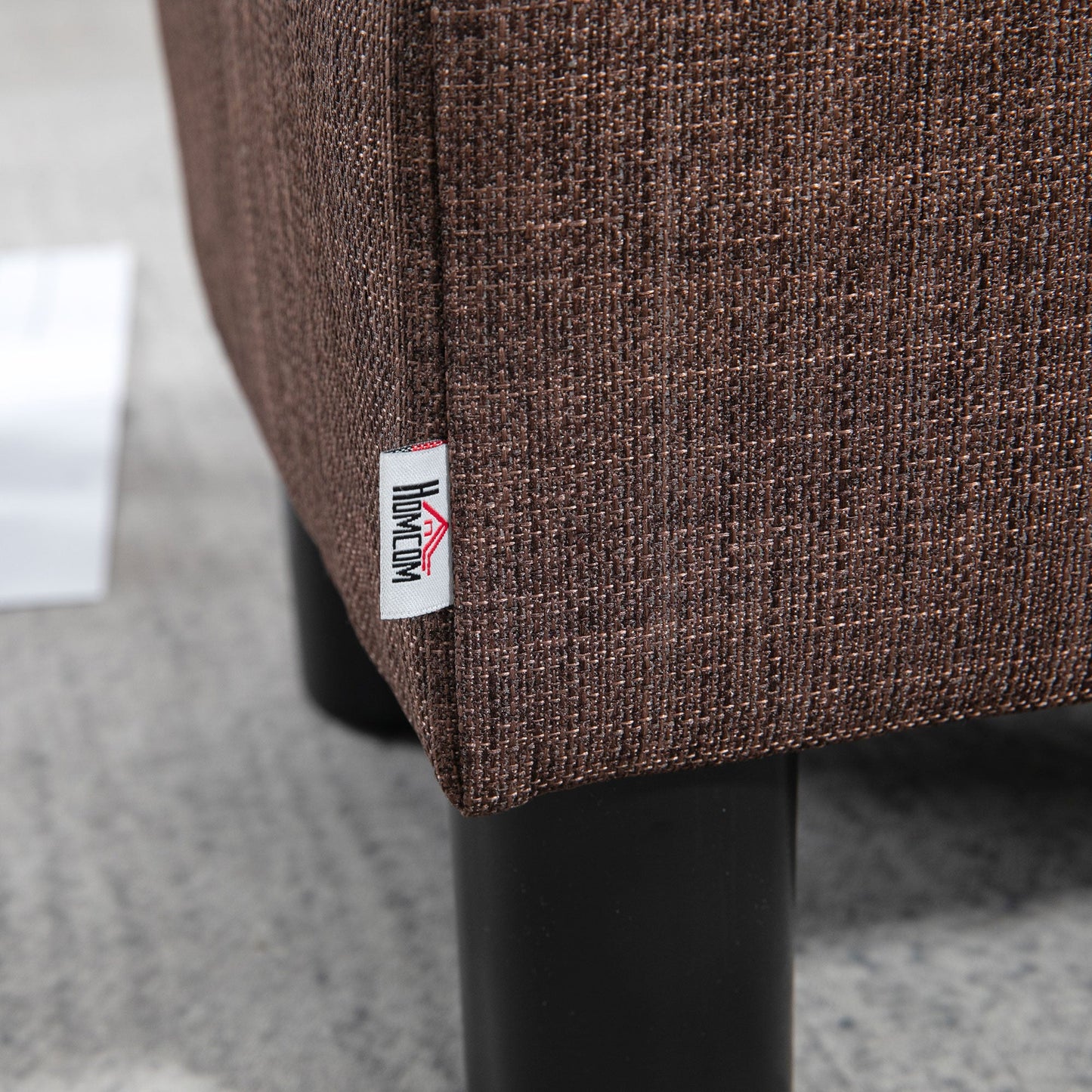 Pouf Footstool in Linen Effect Fabric Padded, 40x30x24cm, Dark Brown