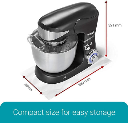 1600W 6-Speed Stainless Steel Stand Mixer 6L - Black
