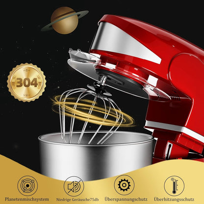 1600W 6-Speed Stainless Steel Stand Mixer 6L - Red
