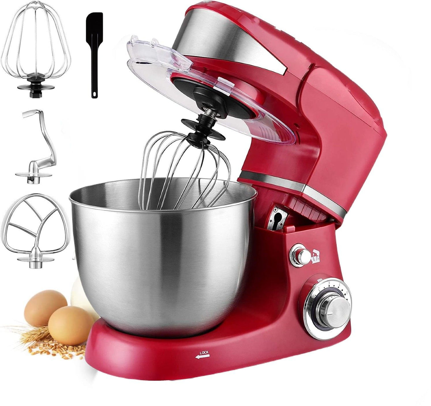 1600W 6-Speed Stainless Steel Stand Mixer 6L - Red