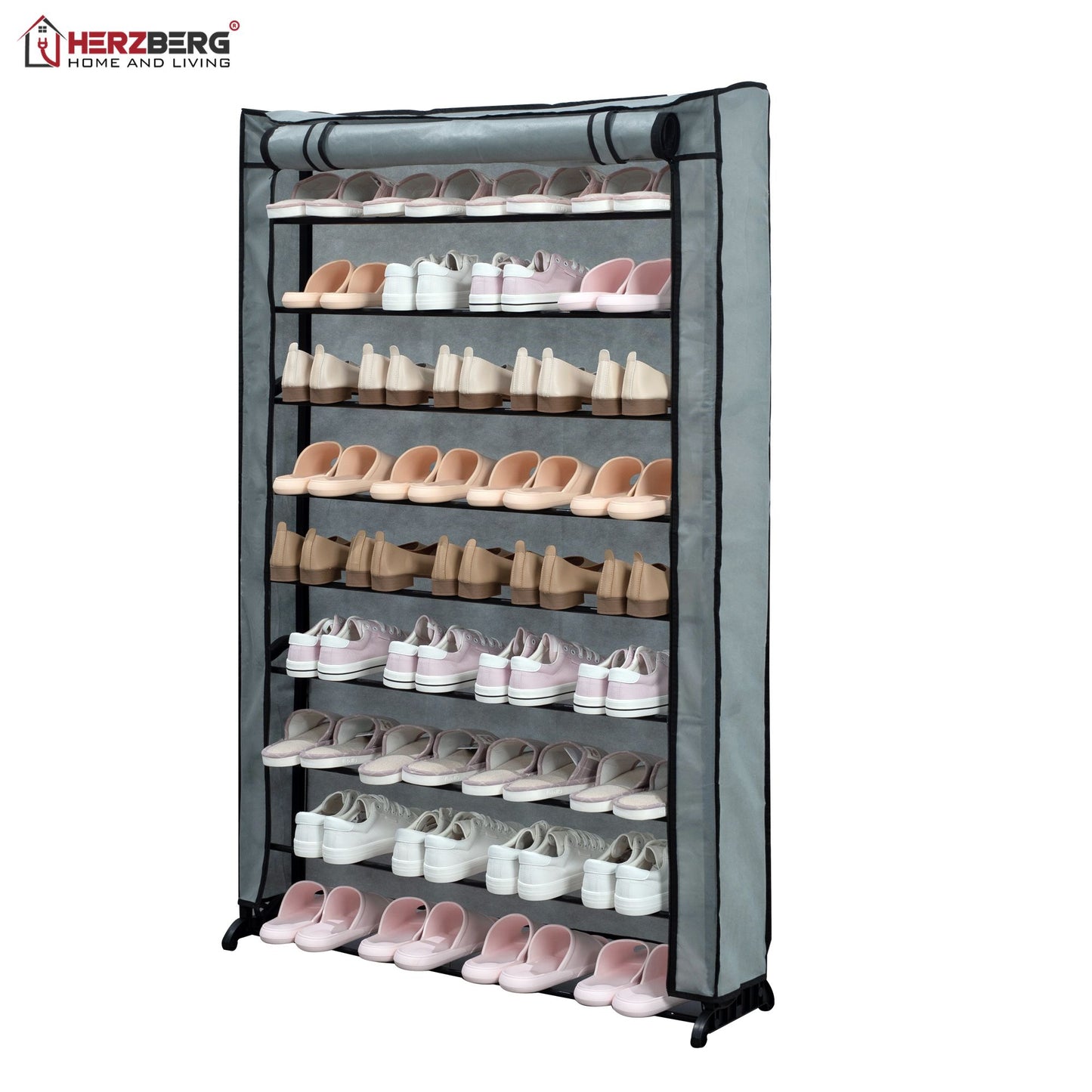 9-Tier Shoe Rack Organizer Gray