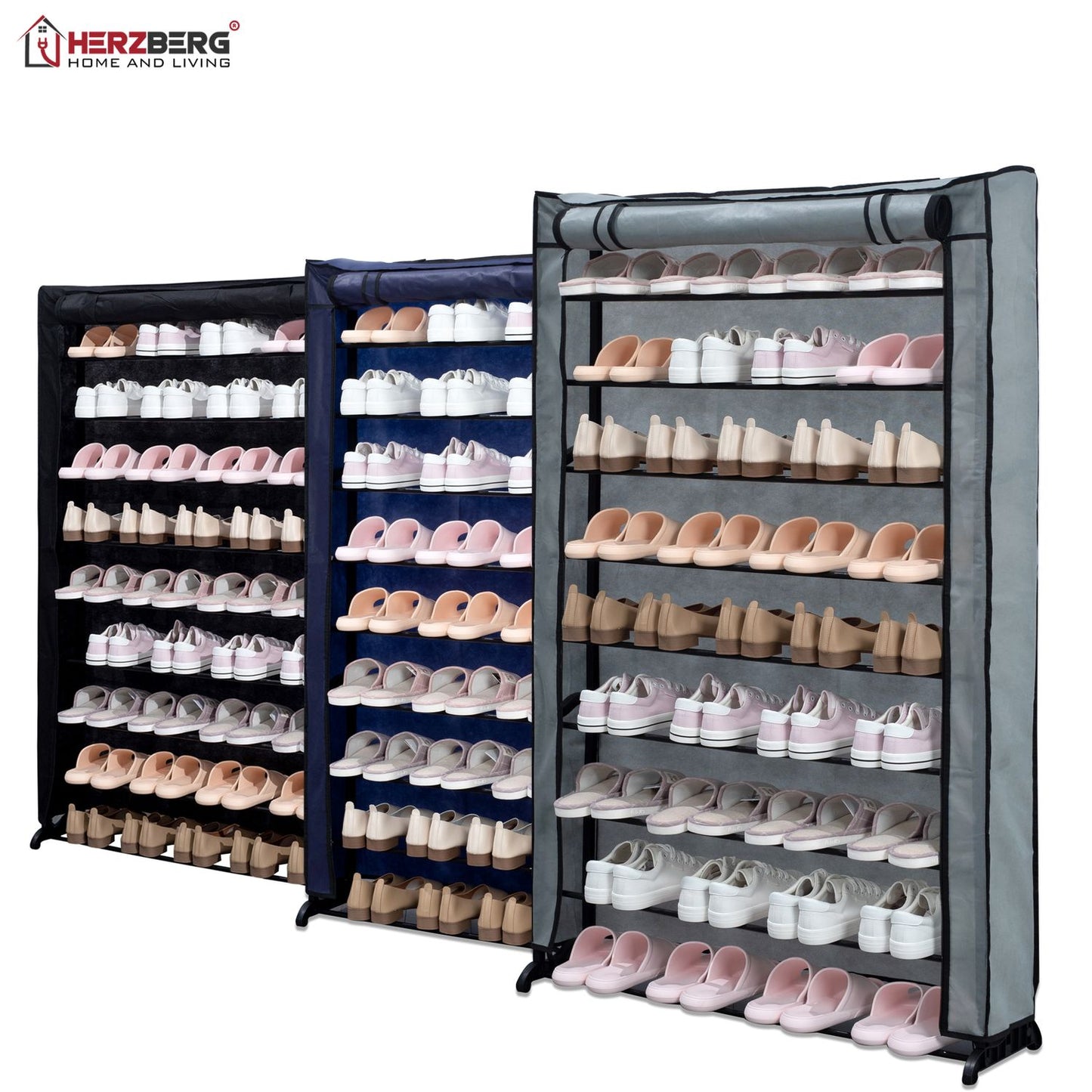 9-Tier Shoe Rack Organizer Gray