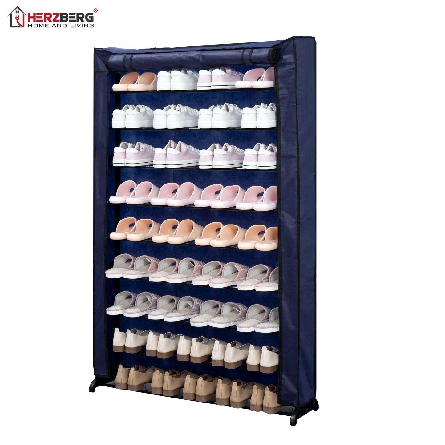 9-Tier Shoe Rack Organizer Blue