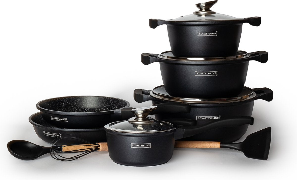 RoyaltyLine BS1010M Marble-Coated Cookware Set – 10 Pcs