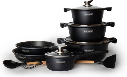 RoyaltyLine BS1010M Marble-Coated Cookware Set – 10 Pcs