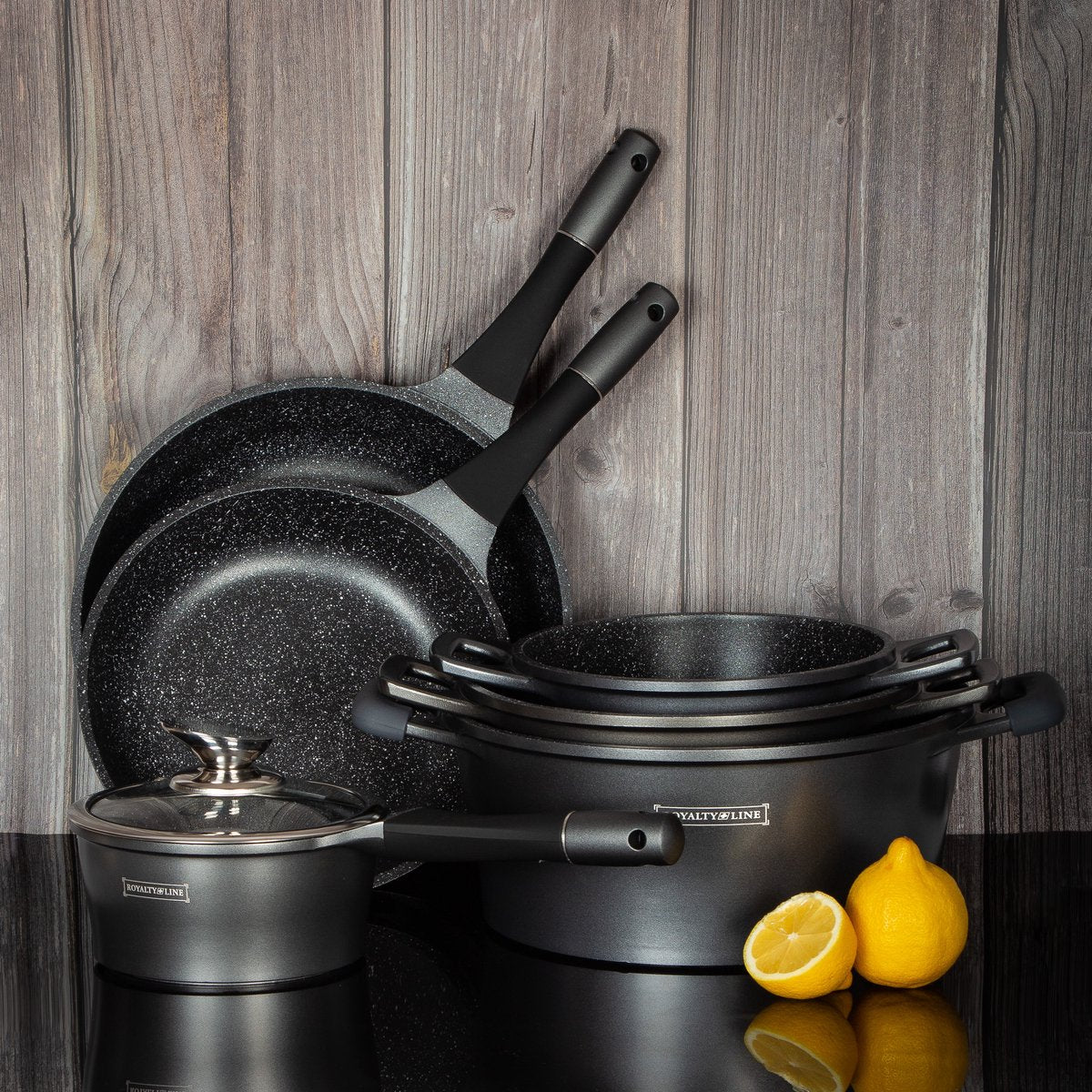 Royalty Line RL-ES1014M 17-Piece Marble Non-Stick Cookware Set