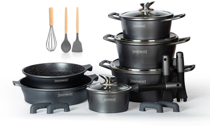 Royalty Line RL-ES1014M 17-Piece Marble Non-Stick Cookware Set