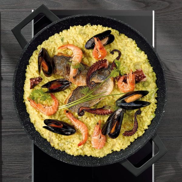 RoyaltyLine MP36M Paella Pan – 36cm Marble Non-Stick