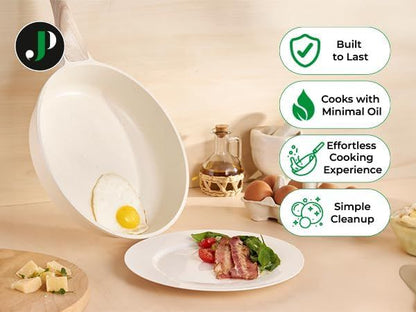 Just Perfecto JL-779: 15 Pieces Granite Cookware Set with Steamer - Biege