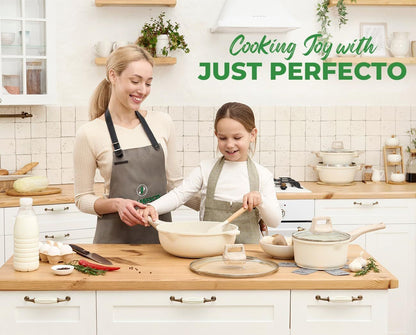 Just Perfecto JL-28: 15 Pieces Granite Cookware Set - Biege