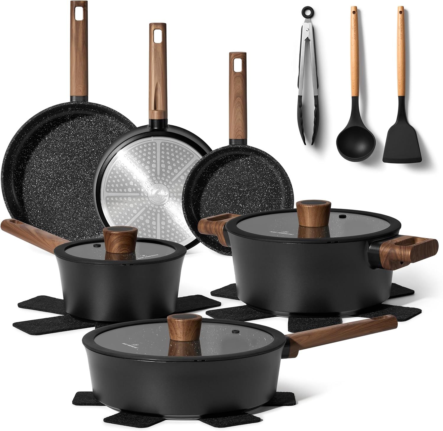 Just Perfecto JL-111: 15 Pieces Granite Cookware Set - Black – TechNest ...