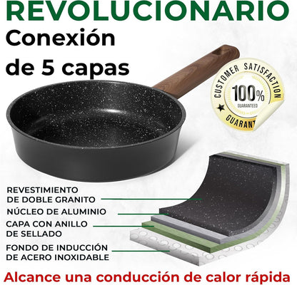 Just Perfecto JL-111: 15 Pieces Granite Cookware Set - Black