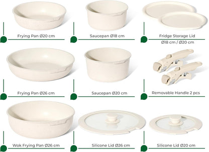 Just Perfecto JL-999: 11 Pieces Granite Cookware Set - Biege