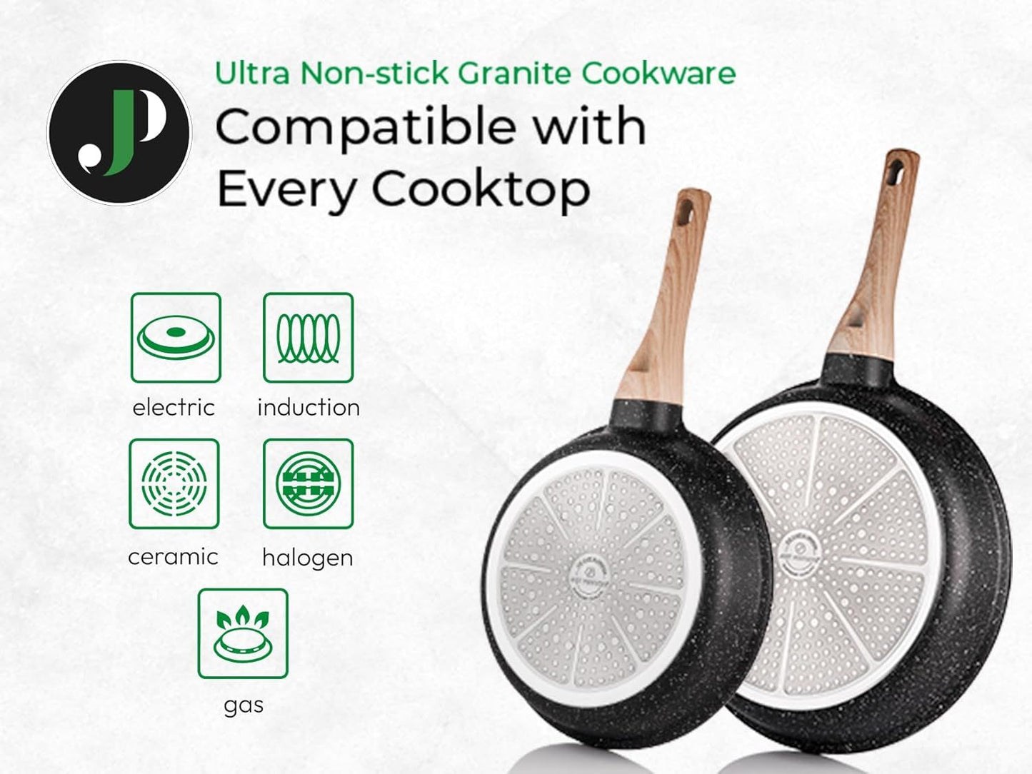 Just Perfecto JL-778: 14 Pieces Granite Cookware Set - Black