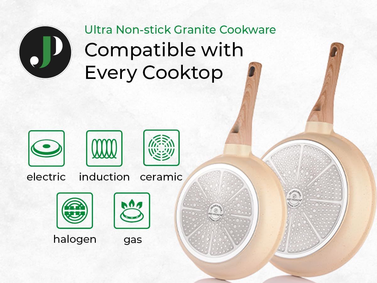 Just Perfecto JL-788: 15 Pieces Granite Cookware Set - Biege