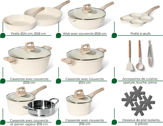 Just Perfecto JL-721: 21 Pieces Granite Cookware Set - Biege