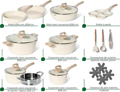 Just Perfecto JL-721: 21 Pieces Granite Cookware Set - Biege